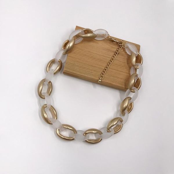 

chokers kara&kale boho fashion jewelry gothic collar necklace frosted resin&ccb links earthy collares simple women accessories, Golden;silver