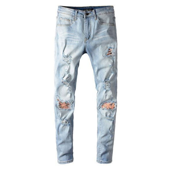 

2020 высочайшее качество amirl jeans 655 известный бренд дизайнер роскошные джинсы мужчины мода улица носить мужские байкер джинсы мужчина п, Blue