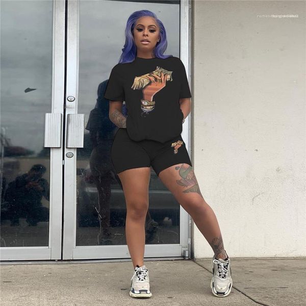 

summer fashion 2pcs suits sports casual offset print two pieces sets women designer tracksuits clothing sets, Gray