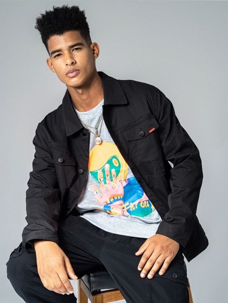 

men flap pocket embroidery jacket j2cu#, Black;brown