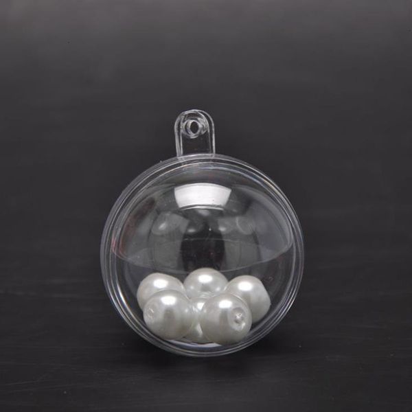 

factorycelogift 80mm transparent candy clear plastic box opening fillable ball baubles decor wedding christmas tree decoration part