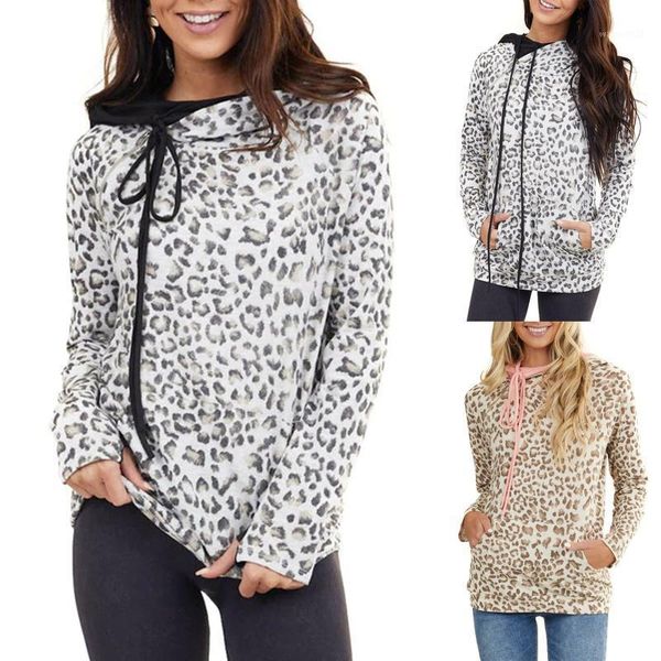 

women's jackets jaycosin women's jacket sleeve zip leopard double long loose women sweater plus size coats streetwear coat1, Black;brown