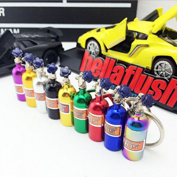 

nos turbo nitrogen bottle metal chain key bersai ring holder car keychain pendant jewelry for women men unique mini keyr, Silver