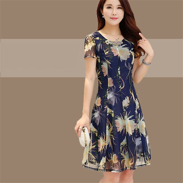 

2021 new mode elegant summer flower casual female robe dressed in floral silk plus size women's clothes 4xl 5xl wxf004 rpsd, Black;gray