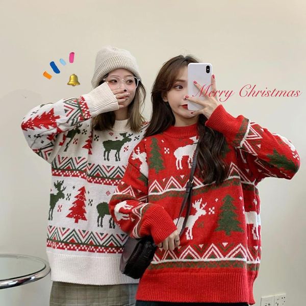 

bethquenoy o-neck 2020 christmas clothes sweaters ladies sweater damski pull femme truien dames frau pullover invierno top, White;black