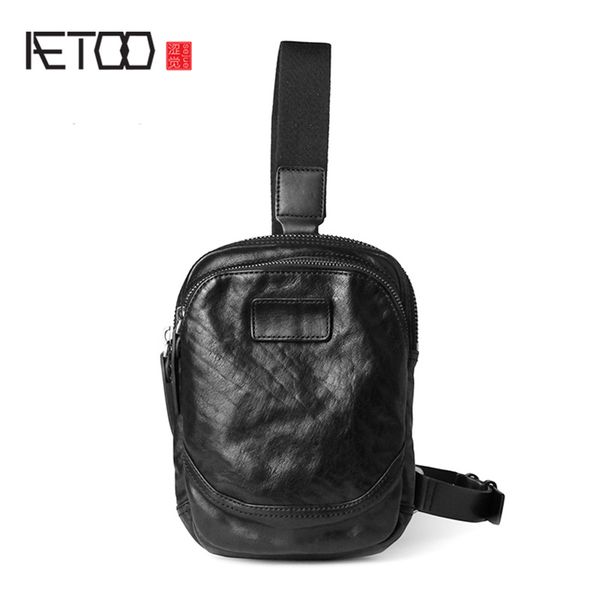 

aetoo small breast bag, men's leather mini bag, casual leather shoulder bag, men's breast bag