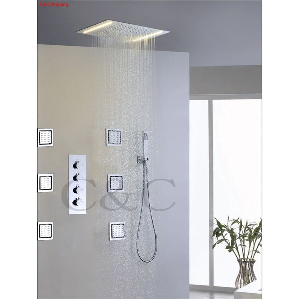

large water flow rainfall bathroom shower faucet set alternating current double row led yellow lamps rain jllzbw insyard