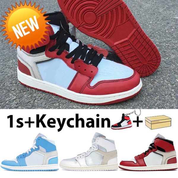 

2022 high 1 1s og basketball shoes with box unc powder blue chicago white men women sneakers fashion mens sports trainers keychain c