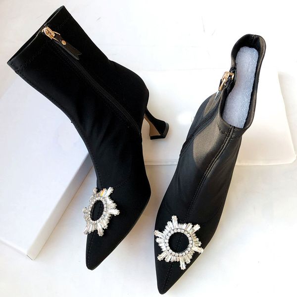 

of ent new black style snippet toe heels high ankle boots 31cm