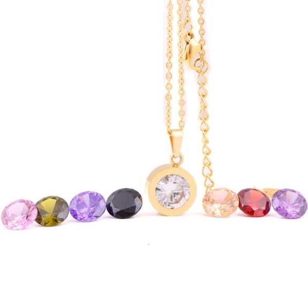 

colors gold -color stainless steel chain diy different crystal pendant fashion necklace for women gift