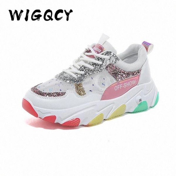 

women sneakers summer fashion comfortable casual dad shoes sequins girl graffiti breathable platform shoes color woman sandals #y223, Black;yellow