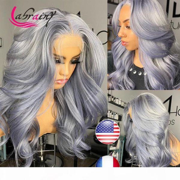

light purple body wave lace front wig hd transparent lace frontal wig pre plucked with baby hair brazilian remy human hair, Black;brown