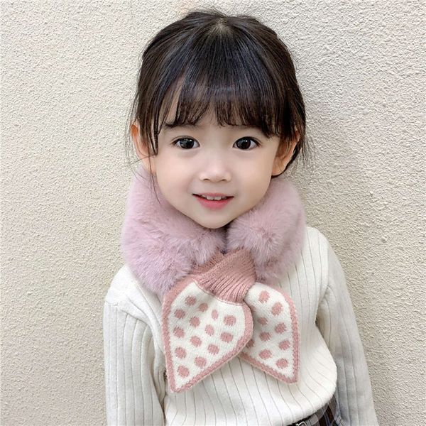 

stitching and winter new wave point autumn thickened warm knitted korean collar versatile children's scarf tb0r, Red;brown