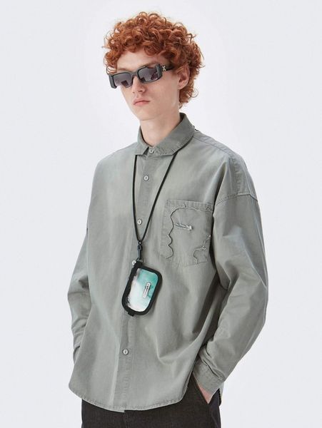 

men metal detail button up shirt b7ua#, White;black