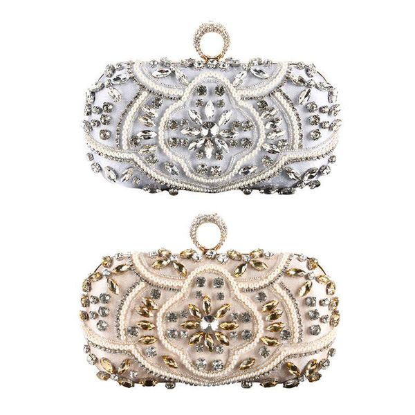 

party bags evening bags diamond pearls beaded wedding clutch women's purse handbags wallets evening clutch bag silver bag c90e