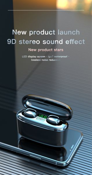 

2021 new 3500mah g5s wireless headphones bluetooth v5.0 earphones sports earbuds headsets dual hd call noise cancelling waterproof