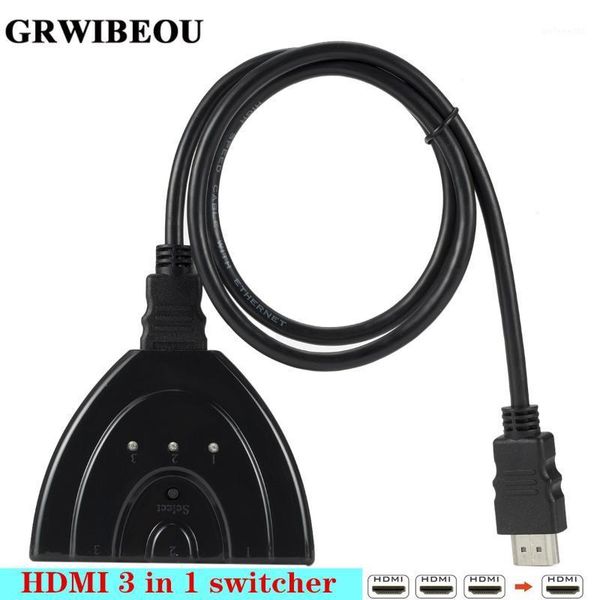 

audio cables & connectors grwibeou mini 3 port splitter adapter cable 1080p switcher switch in 1out hub for hdtv xbox ps3 ps41