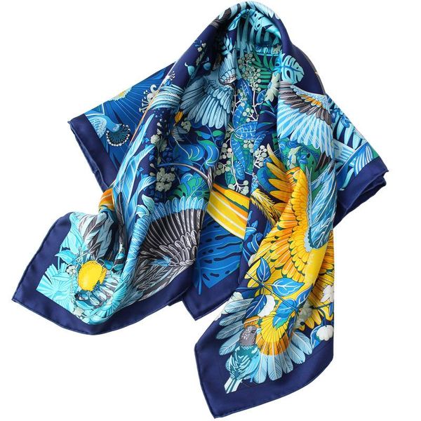 

scarves twill silk big square scarf women spring autumn printed floral fashion lady elegant shawl wrap bandana gift, Blue;gray