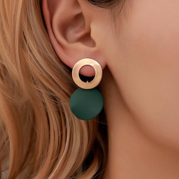 

korean trendy statement dangle drop earrings for women vintage green black hanging earrings pendientes mujer moda 2020, Silver