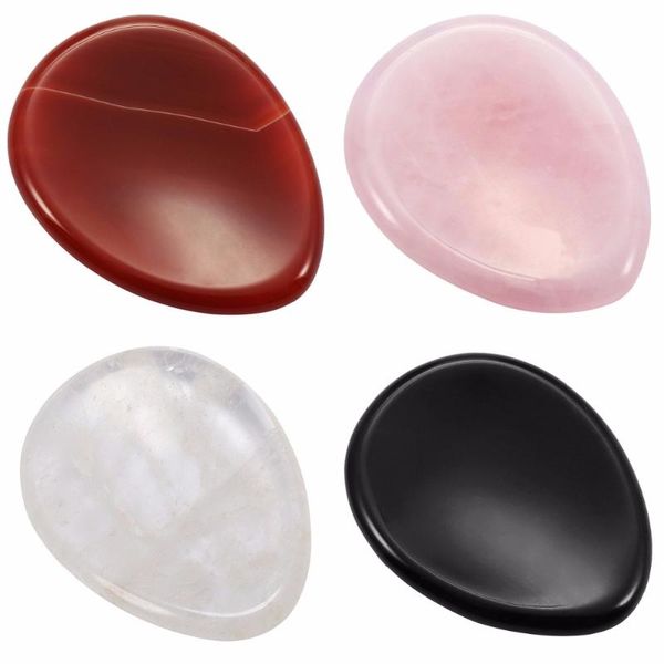 

tumbeelluwa natural crystal teardrop thumb worry stone pocket palm stone for anxiety,healing reiki chakra, Pink;blue