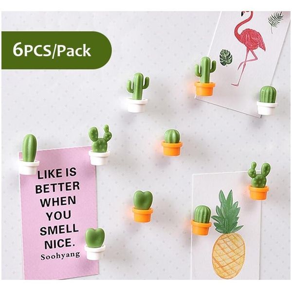 

mini cactus fridge magnet cute succulent plant magnet refrigerator message sticker home decoration 6pcs/pack 2 colors xdiyy