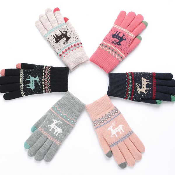 

meninas natal e inverno malha quentes atacado adulto dos desenhos animados veados tela de toque luvas so6f, Blue;gray