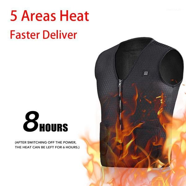 

zippered 5 heated vest for men women with 3 temperature control usb electrical warming heated jacket for outdoor winter 20211, Gray;blue