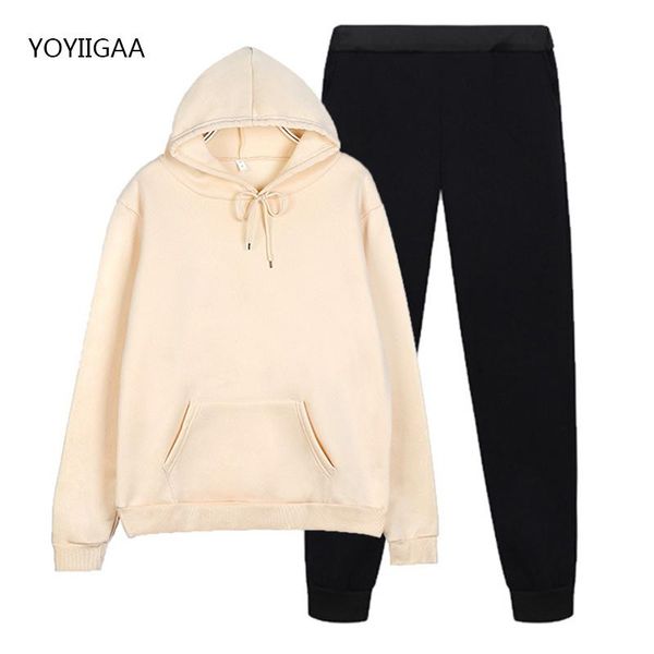 

fall winter 2 piece set women hoodies pants casual hoodie sweatshirts suits fashion thicken female hoodies sets tracksuit suit, Gray