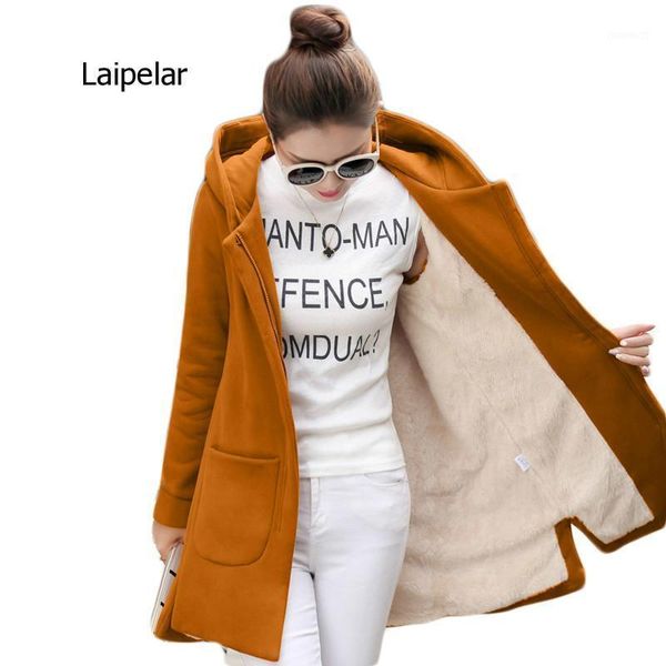 

2020 autumn winter women's fleece jacket coats female long hooded coats outerwear warm thick female red slim fit hoodies jackets1, Black;brown