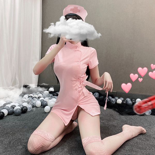

erotic cosplay nurse costume domestic maid outfit pink kawaii girl doctor temptation roleplay women's lingerie, Black;white