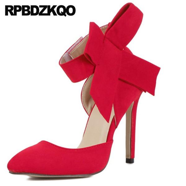 

scarpin pumps red high heels ladies super ultra stiletto thin blue suede shoes women big size 11 43 plus  42 pointed toe, Black