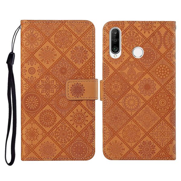 

for huawei p30 lite ethnic style embossed pattern horizontal flip leather case with holder card slots wallet lanyard