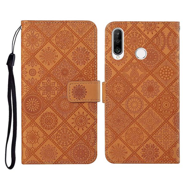 

for huawei p30 lite ethnic style embossed pattern horizontal flip leather case with holder card slots wallet lanyard