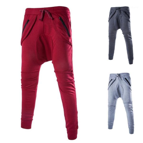 

2016 spring england hip hop style diagonal zipper low cross-pants men pants men knitting sweatpants for men,m-2xl1, Black