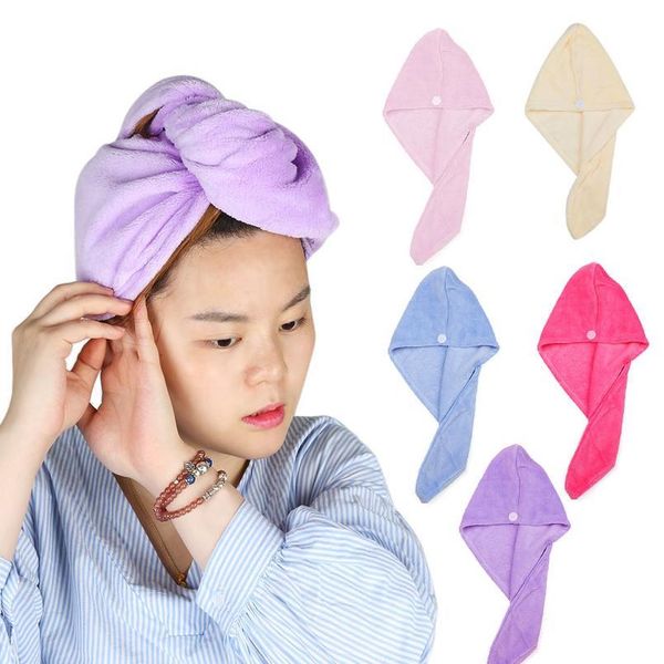 

microfiber lady hair dry towel quick drying head wrap hat makeup cap soft absorbent shower magical twist turban bath acc jllrpu