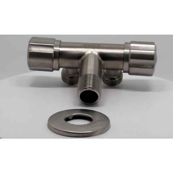 

304 stainless steel three-way angle valve double control and double water outlet