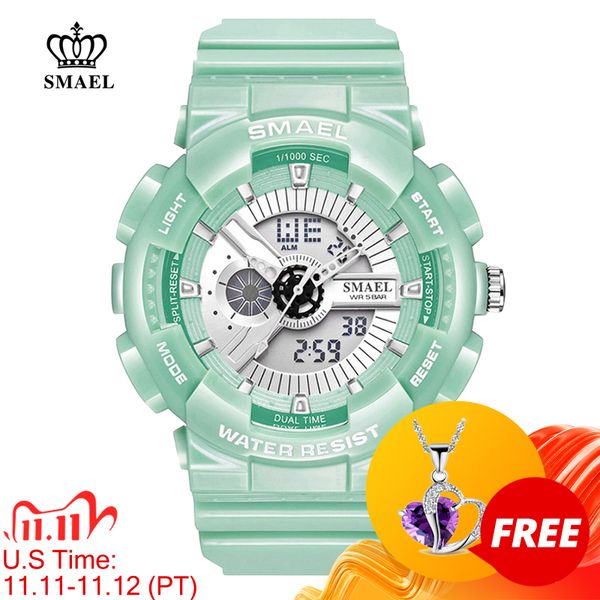 

smael brand fashion women digital watch sport waterproof multifunction wristwatch ladies watches female clock relogio feminino 201119, Slivery;brown