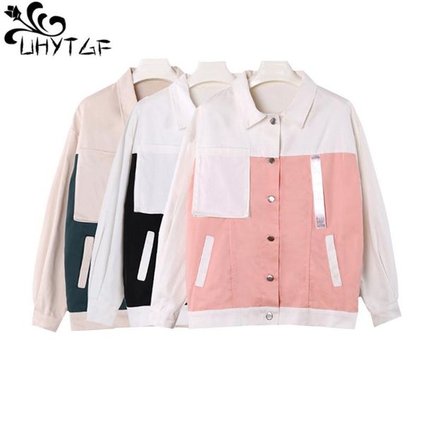 

women's jackets uhytgf bewomen spring autumn 2021 plus size bf harajuku bomber jacket fashion splice long sleeve ladies 537, Black;brown