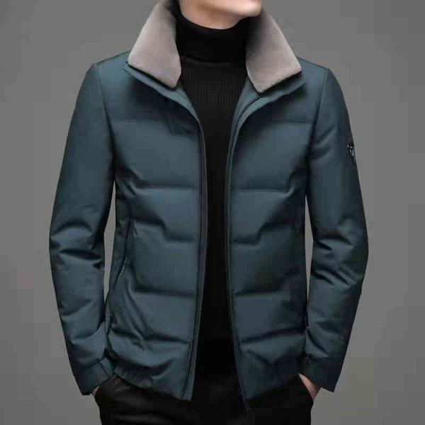 

Men's Down & Parkas down jacket parkas double warm windproof thickened to resist cold winter Plush collar high quality coat MMA4, Black