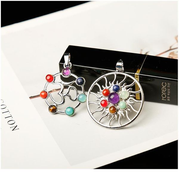 

1pc fashion seven chakras jewelry pendant necklace mineral healing crystals rose quartz meditation holiday party and jllqnz, Black