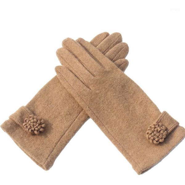 

five fingers gloves ladies cashmere short female wool mittens flower women autumn winter fashion hand warmer drop1, Blue;gray