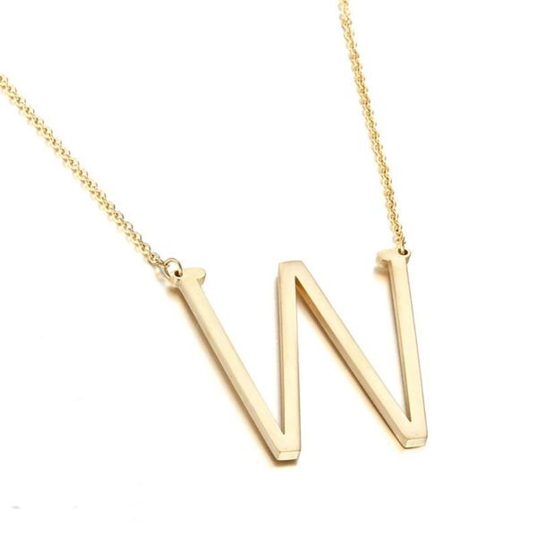

initial letters necklace women gold color chain 2021 fashion long necklaces big pendant boho statement necklace collier femme, Silver