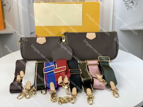 

7 colors real leather 3pcs multi pochette accessories bag fashion women crossbody bag luxury designers bags lady handbags coin purse