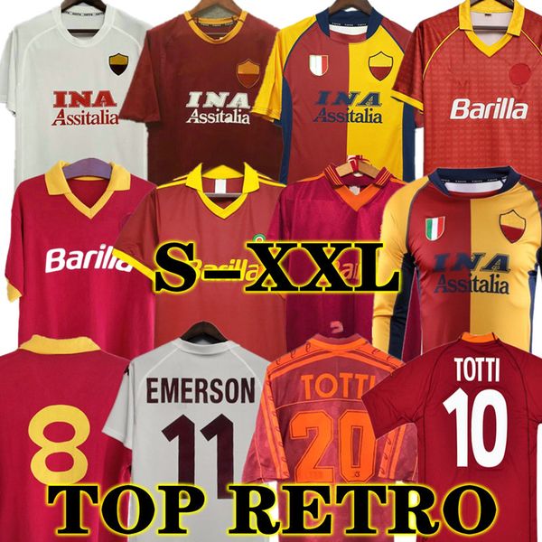 

95 96 97 98 99 10 ROMA RETRO soccer jersey 00 01 02 TOTTI Classic BATISTUTA Candela Football shirt Vintage 2002 Maglia da NAKATA 88 89 90 91 92 93 94, Black;yellow