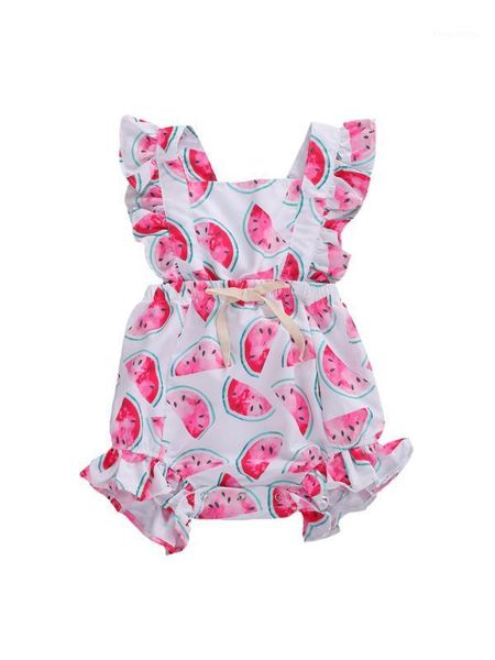 

jumpsuits 0-24m born baby girls boys rompers watermelon print ruffles sleeve outfits1, Blue