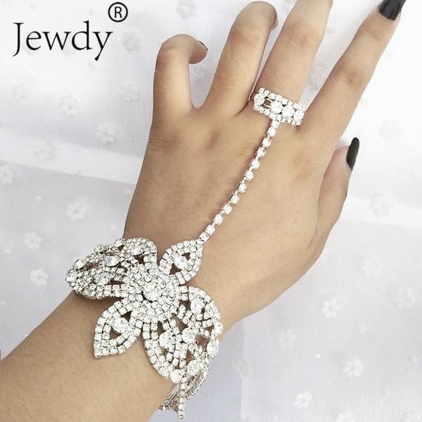 

bangle statement rhinestone finger ring bracelets for women pulseras mujer wedding crystal bowknot charm femme jewelry 2021, Black