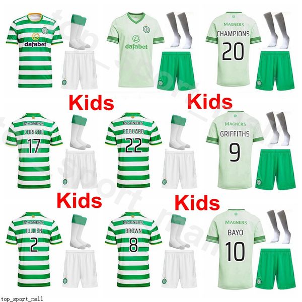 

kids fc celtic youth edouard soccer jersey socks set frimpong christie klimala ajeti taylor jullien forrest griffiths football shirt kits as, Black