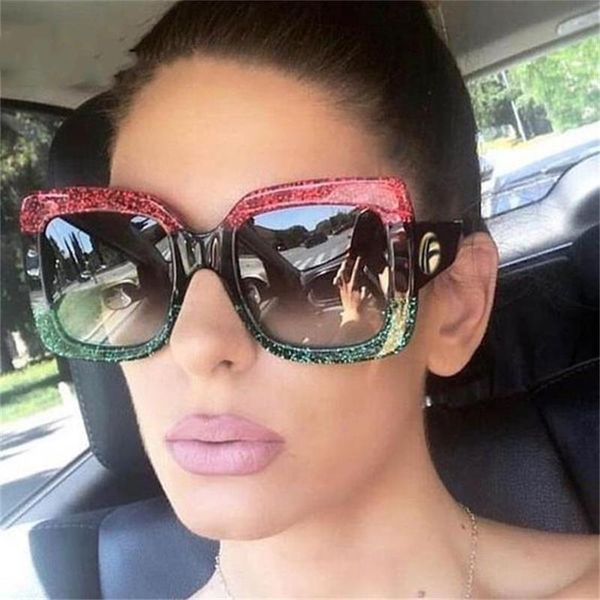 

square women's sunglasses fashion red green sunglasses new fashion brand black shades sun glasses women men female 0068, White;black