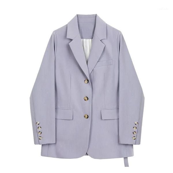 

purple woman suit jacket autumn 2020 fashion casual korean loose blazers high street long sleeve blazer plus size women clothing1, White;black