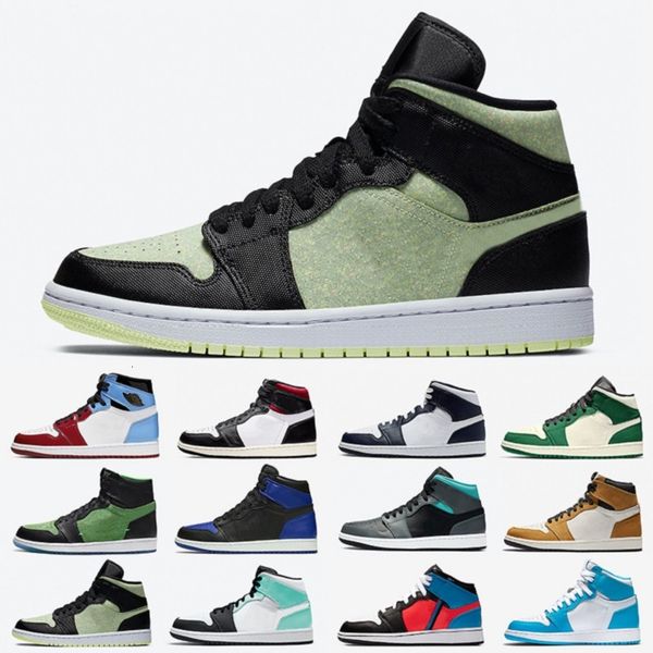 

barely volt 1 high og mens classic bulls black grey gold chicago shoes bred banned toe 1s trainers men women sports sneakers